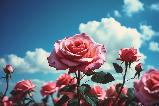 Hermosa rosa con fondo de cielo