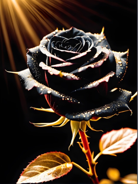 Foto una hermosa rosa de oro negro.