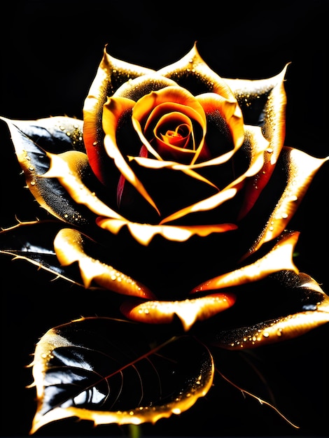 Foto una hermosa rosa de oro negro.