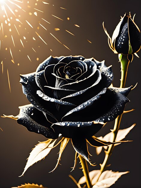 Foto una hermosa rosa de oro negro.