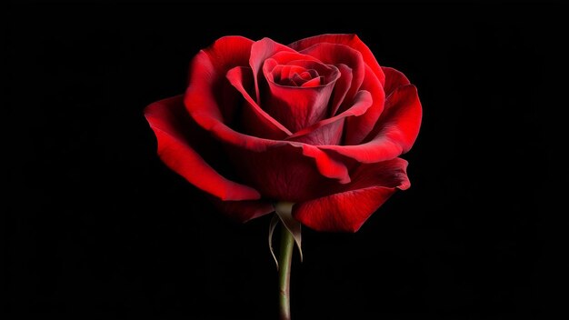 Foto hermosa rosa roja integrada em fundo negro