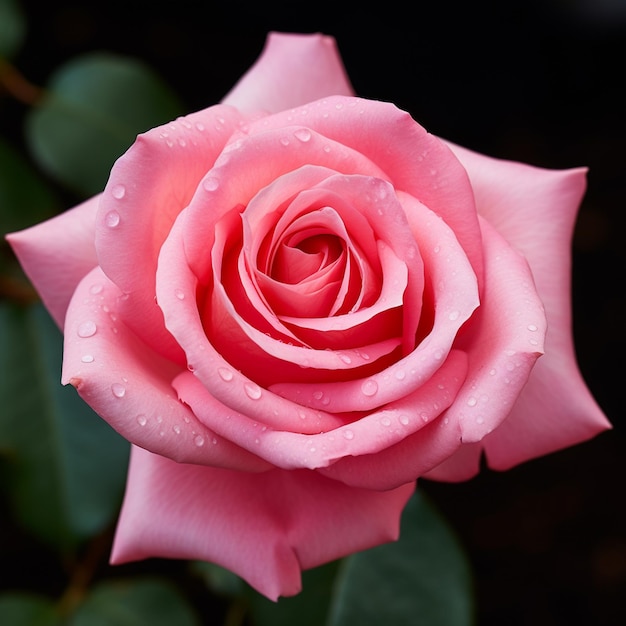 Una hermosa rosa rosada en primer plano