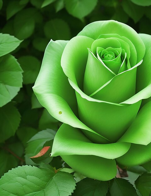 Foto hermosa rosa verde en la naturaleza generada por ia