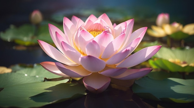 Hermosa rosa waterlily o flor de loto en el estanque