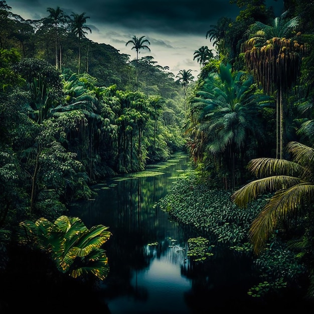 Foto hermosa selva amazónica realista