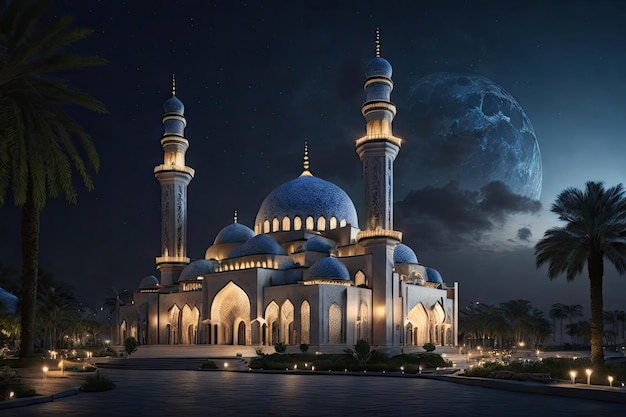 La hermosa y serena mezquita en el bendito mes del Ramadán