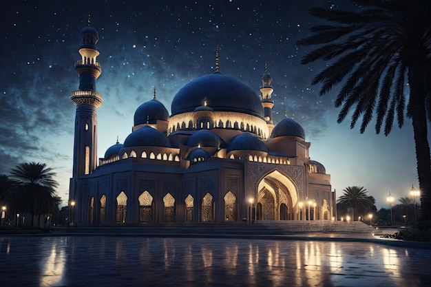 La hermosa y serena mezquita en el bendito mes del Ramadán