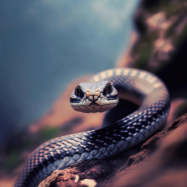 hermosa serpiente cara de primer plano IA generativa