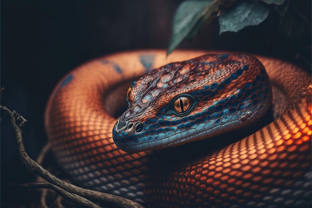 hermosa serpiente cara de primer plano IA generativa