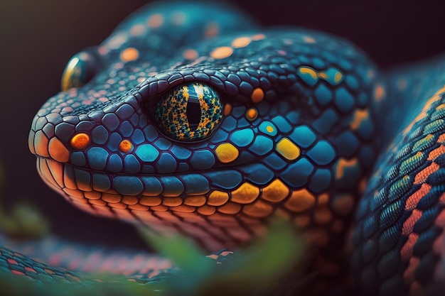 Hermosa serpiente colorida boa brasileña del arco iris Red neuronal AI generada