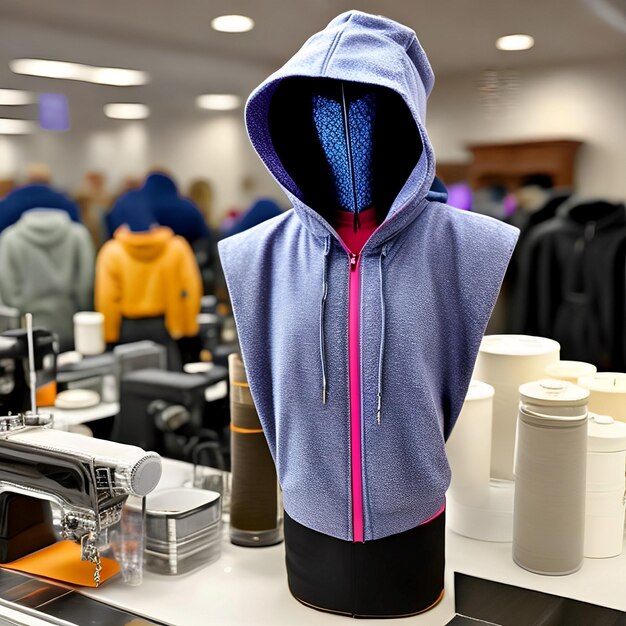 Hermosa sudadera con capucha en un maniquí de costura