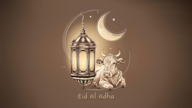 Foto una hermosa tarjeta de felicitación para el eid al adha