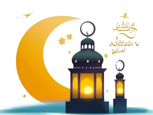 hermosa tarjeta de felicitación de Ramadán en fondo de noche con caligrafía árabe fondo islámico con