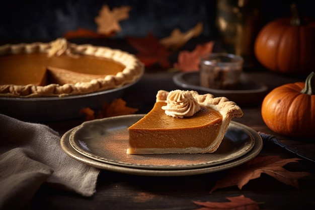 Hermosa tarta de calabaza Cocina americana IA generativa