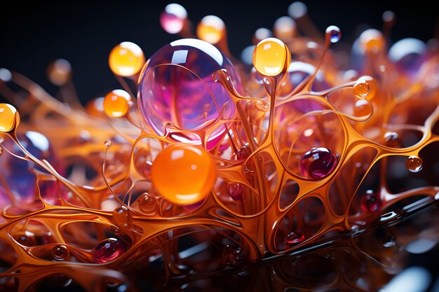 Hermosa textura de burbujas líquidas Fondo abstracto colores de tono brillante Generativo ai