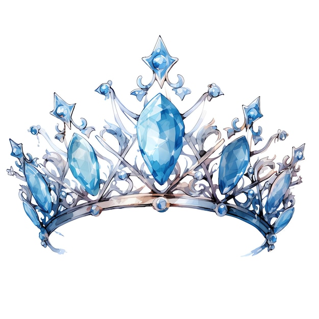 hermosa tiara de cristal de hielo hielo azul invierno cuento de hadas mundo de fantasía clipart ilustración