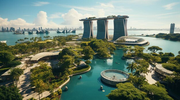 Foto hermosa toma aérea del intercontinental singapore