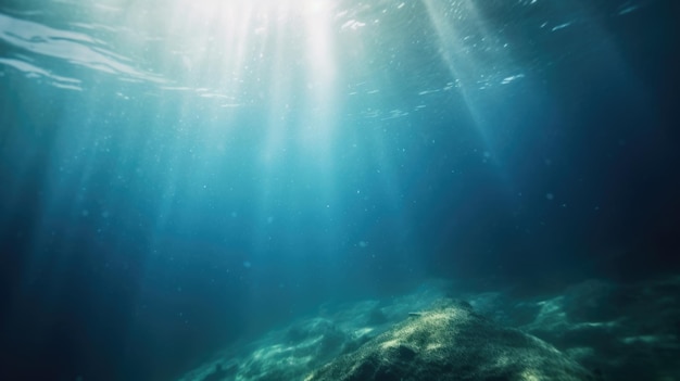 Hermosa toma bajo el agua con la luz del sol brillando a través de la superficie IA generativa AIG21