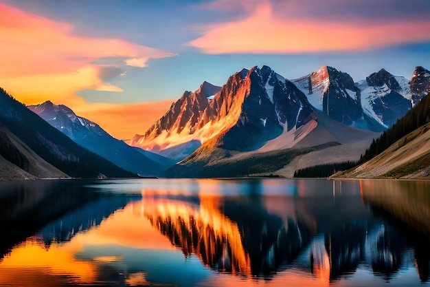 Hermosa toma en ángulo alto en un mar ondulante bajo un cielo naranja y rosa al atardecer