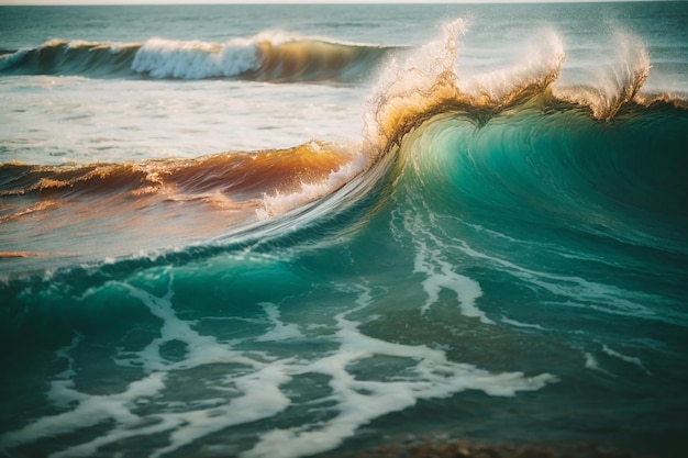 Hermosa toma de un cuerpo de agua con olas del mar.