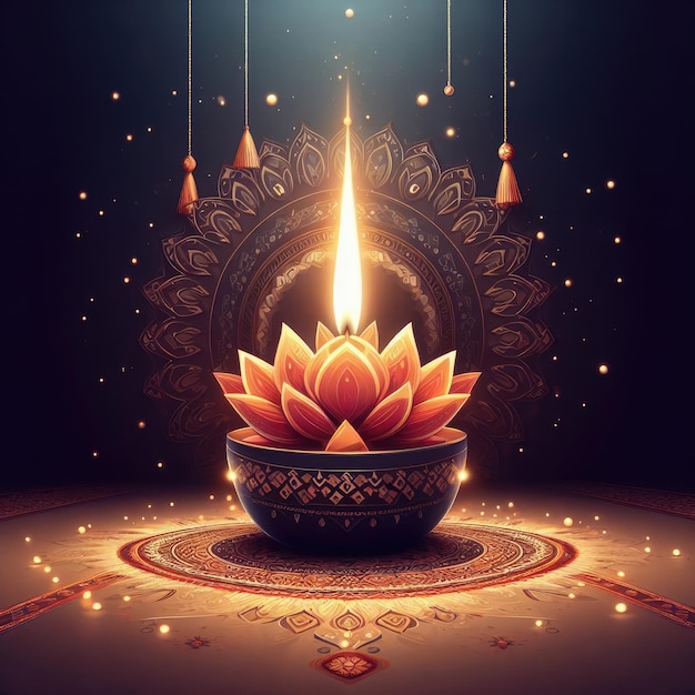 Hermosa vela de Diwali