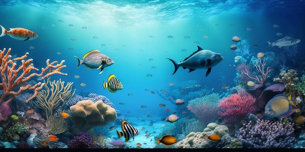La hermosa vida marina submarina con IA generada
