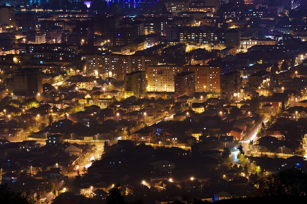 Hermosa Vista Aérea Del Paisaje Urbano En La Noche. Batumi, Georgia