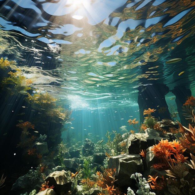 Una hermosa vista bajo el agua del mar fresco