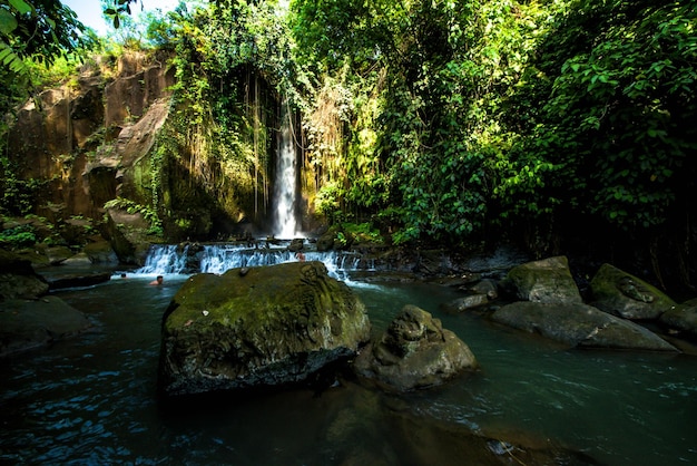 Una hermosa vista de la cascada en Bali Indonesia