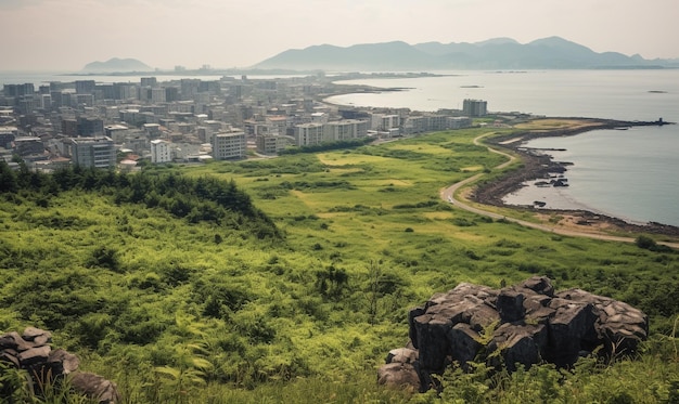 hermosa vista de la ciudad desde la colina