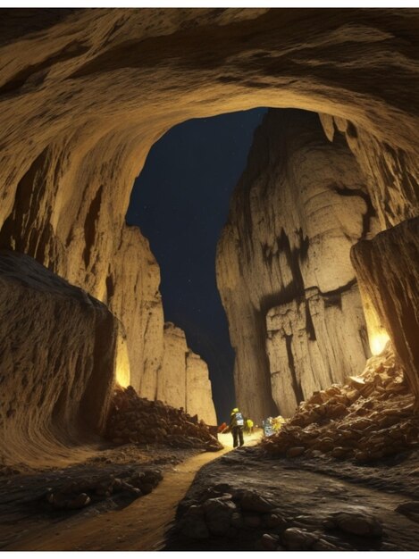 Foto una hermosa vista en una cueva