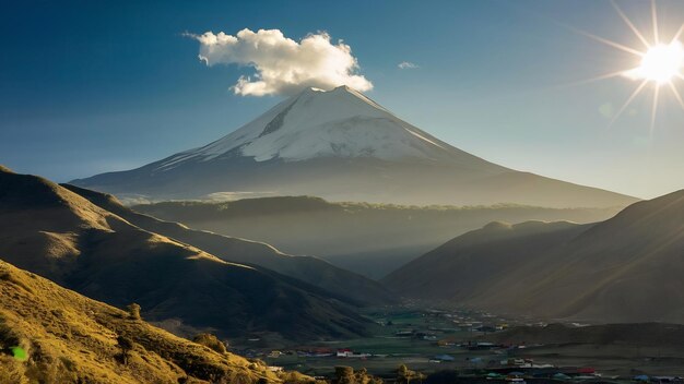 Foto hermosa vista do vulcão chimborazo no equador