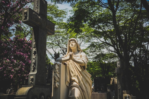 Foto una hermosa vista de las estatuas del cristianismo ubicadas en sao paulo brasil