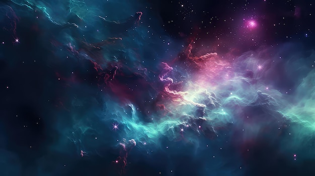 Hermosa vista del fondo de pantalla fresco del cielo de la galaxia con ai generativo de ilustración de espacio abstracto