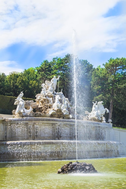 Hermosa vista de la fuente cerca del Palacio de Schnbrunn en Viena Austria