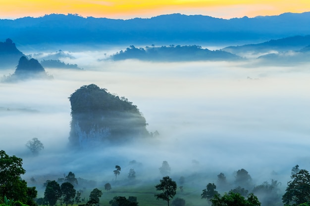 Hermosa vista a la montaña del Parque Nacional de Phu Langka Tailandia