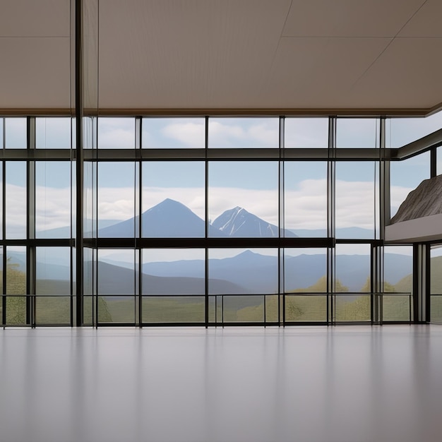 Hermosa vista de la montaña desde una ventana