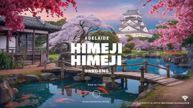 Una hermosa vista de la naturaleza hipnotizante en los jardines adelaide himeji de estilo tradicional japonés