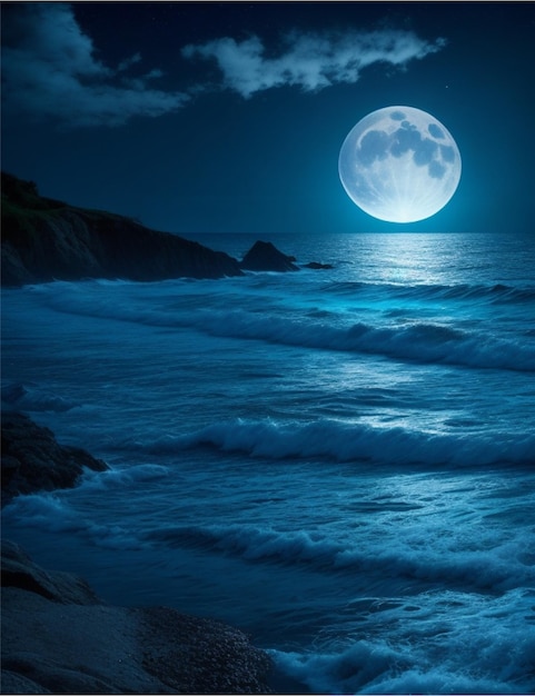 hermosa vista nocturna del océano