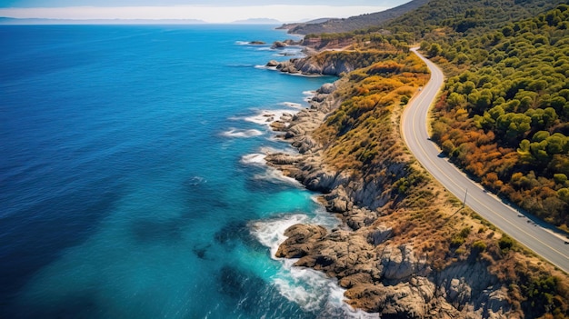 Hermosa vista panorámica de la carretera costera