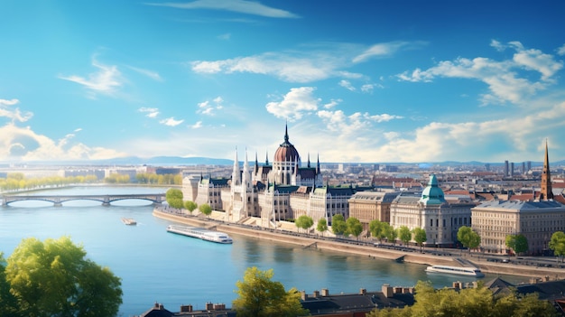 Hermosa vista panorámica de la ciudad de Budapest