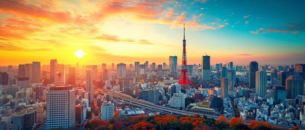 La hermosa vista panorámica de la ciudad de Tokio