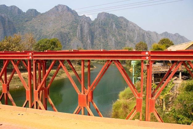 Una hermosa vista panorámica de Vang Vieng en Laos