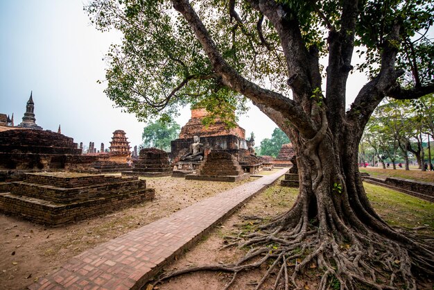 Una hermosa vista del parque histórico de Sukhothai ubicado en Tailandia