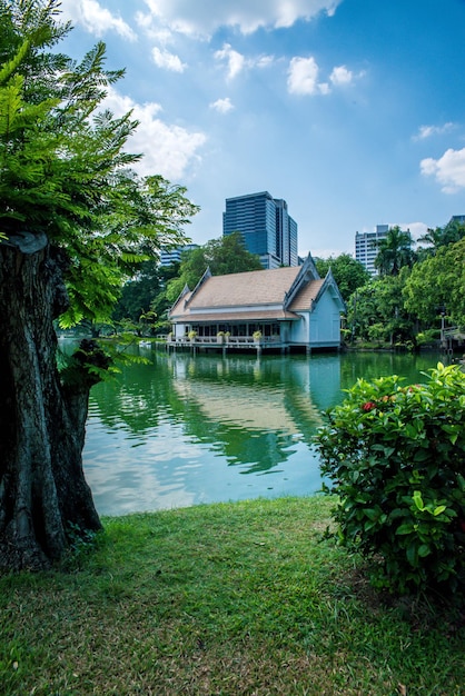 Una hermosa vista del parque Lumpini ubicado en Bangkok Tailandia