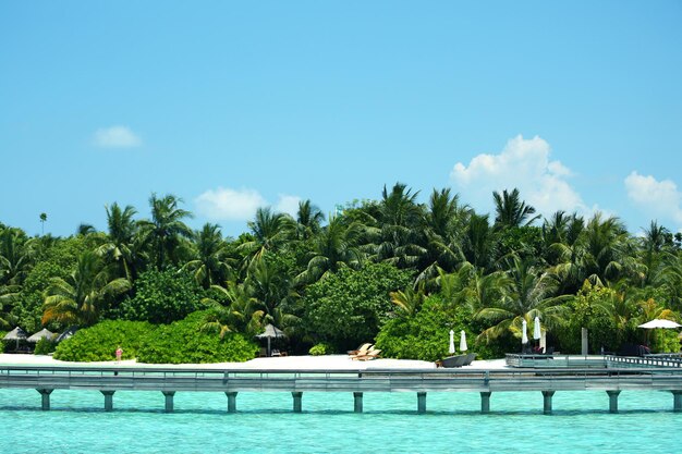 Hermosa vista de la playa de la isla en el resort