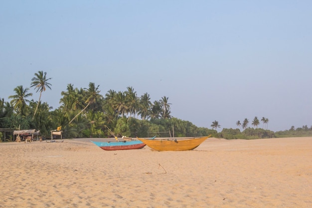 Hermosa vista de la playa tropical de Sri Lanka en un día soleado