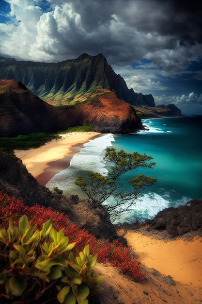 Una hermosa vista de la playa de waimea.