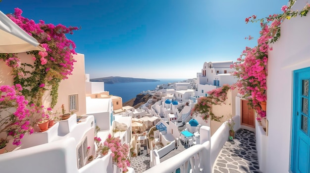 Hermosa vista de Santorini Grecia Creado con tecnología de IA generativa