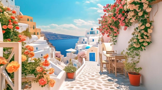 Hermosa vista de Santorini Grecia Creado con tecnología de IA generativa